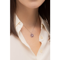 Necklace in white gold 18k with pendant in rubies and diamonds  2