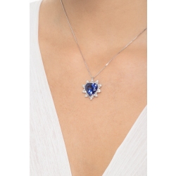 blue sapphire heart and diamond fancy pendant 2