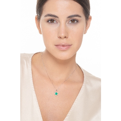 Heart shaped emerald and diamond pendant 