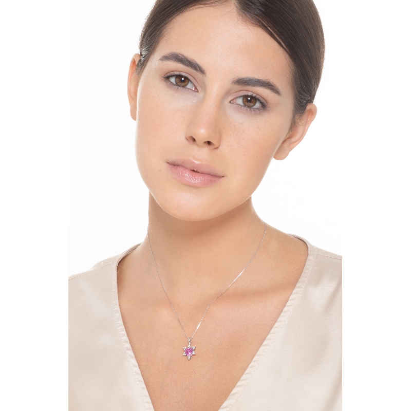 Pink sapphire fancy pendant and diamonds