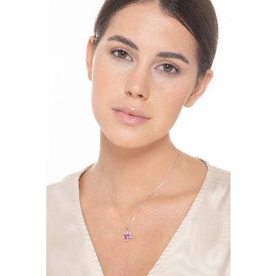 Pink sapphire fancy pendant and diamonds