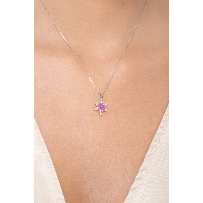 Pink sapphire fancy pendant and diamonds