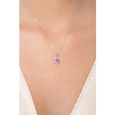 Pink sapphire fancy pendant and diamonds