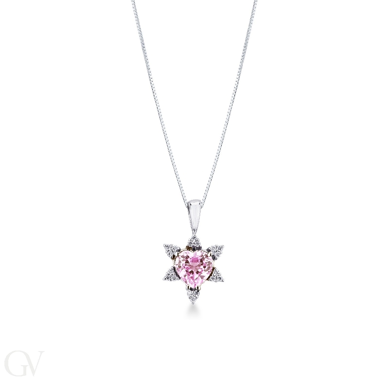 Pink sapphire fancy pendant and diamonds