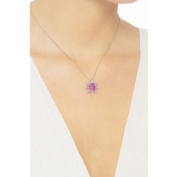 Pink sapphire and diamond pendant in 18k white gold 2