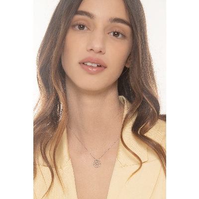 18k white gold necklace with wheel pendant and diamonds