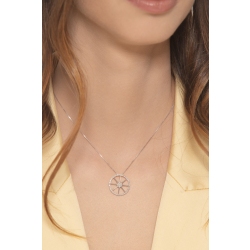 18k white gold necklace with wheel pendant and diamonds, diameter 19.4 mm 2