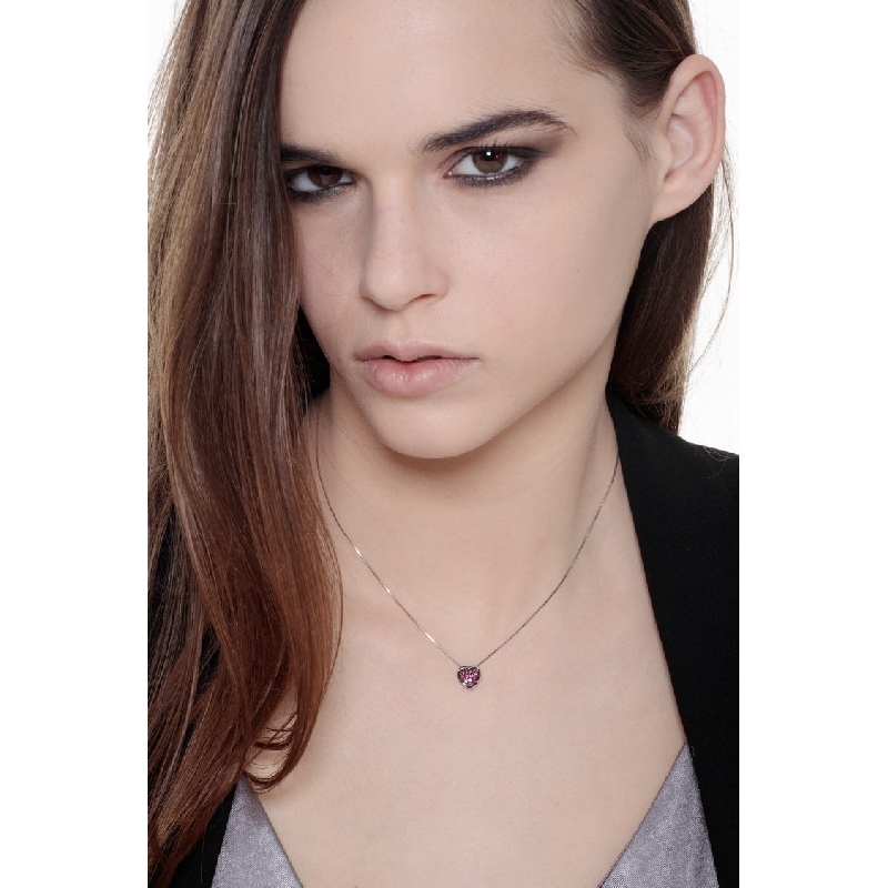 Burnished heart pendant with rubies