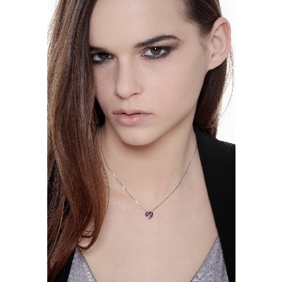 Burnished heart pendant with rubies