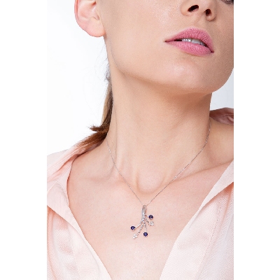 Pendant with 5 branches, sapphires and diamonds