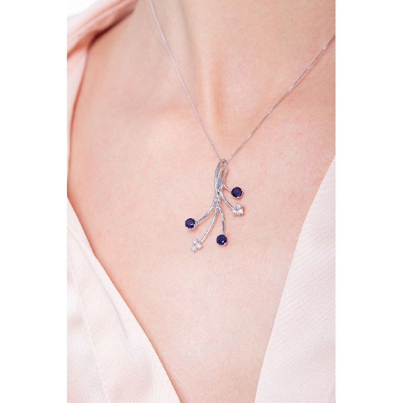 Pendant with 5 branches, sapphires and diamonds