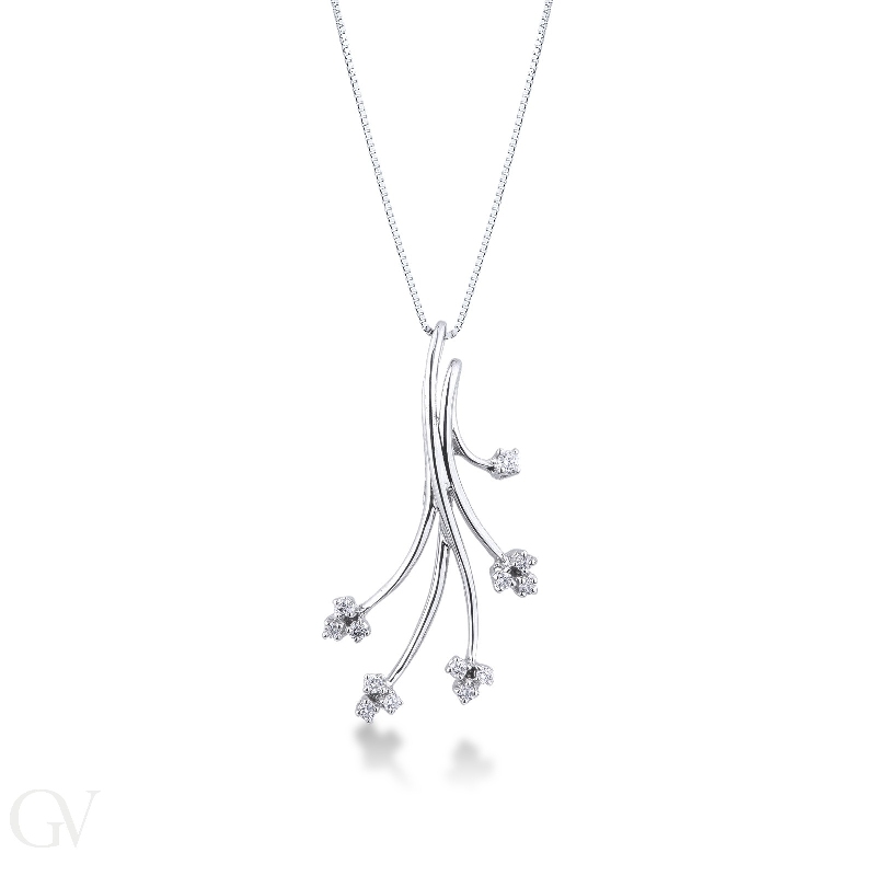 Pendant with 5 branches and 13 diamonds