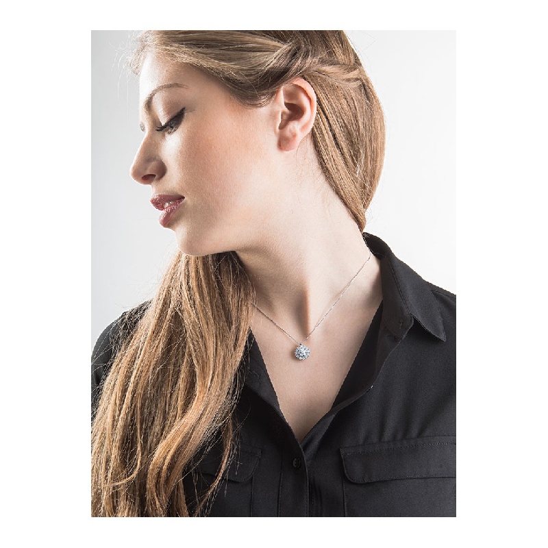 Fancy pendant with diamonds in white gold 18k