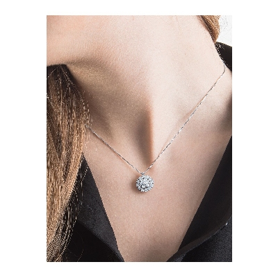 Fancy pendant with diamonds in white gold 18k
