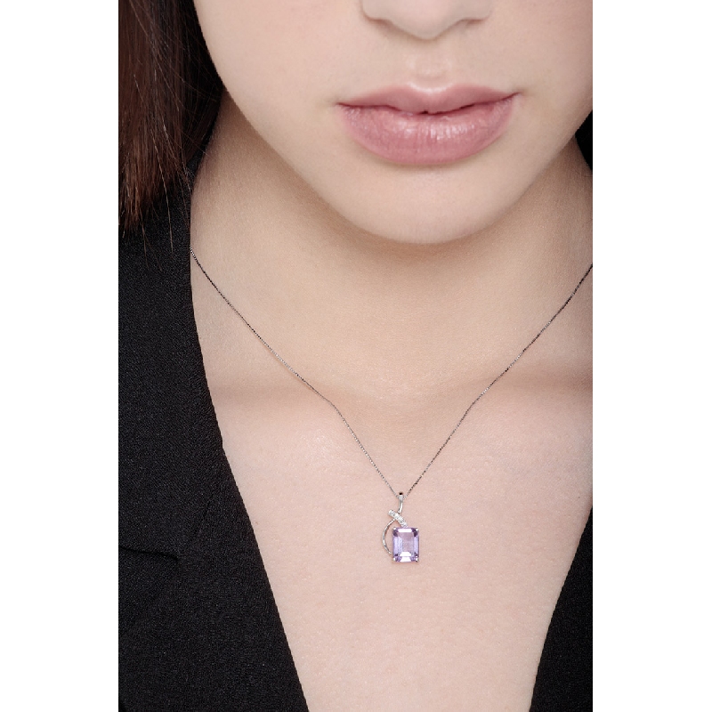 Collana con pendente a cerchi in oro bianco e rosa 18k e diamanti | GV