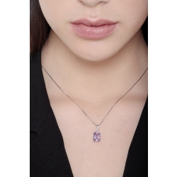 18k white gold  necklace with emerald cut amethyst and diamonds 2