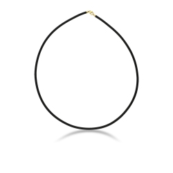 Rubber necklace with 18k yellow gold closure, 45 cm