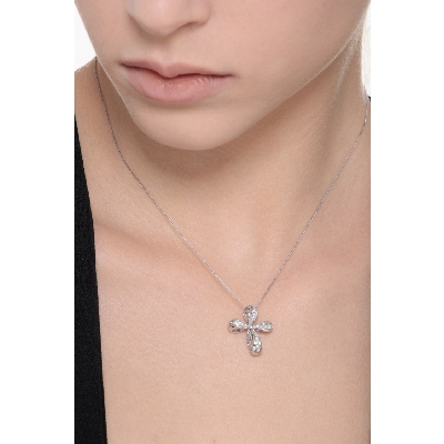 Fancy cross pendant with diamonds
