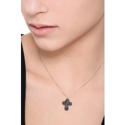 Rounded cross pendant with black diamonds 2