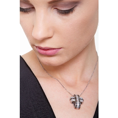 Black and white diamond Fancy cross pendant