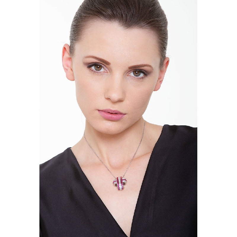 Fancy cross pendant with rubies and diamonds