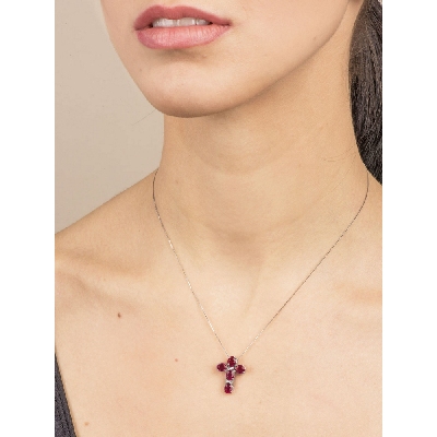 Cross pendant with rubies and diamonds