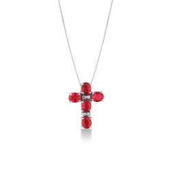 Cross pendant with rubies and diamonds
