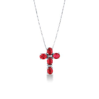 Cross pendant with rubies and diamonds