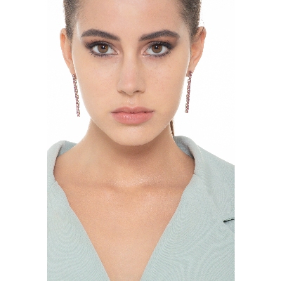 Orecchini tennis in oro bianco 18k con rubini taglio brillante