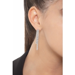 18k white gold double drop tennis earrings with round cut diamonds 2