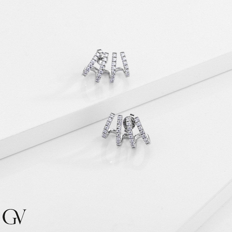 Diamond Hoop Earrings Women 750 White Gold