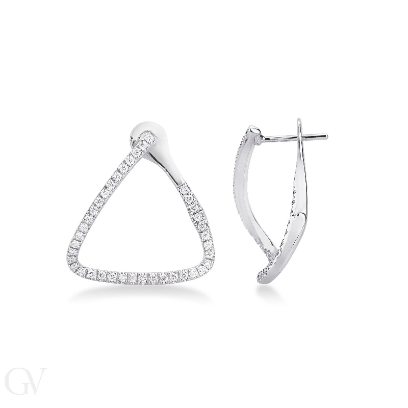 Triangle Hoop Earrings 750 White Gold and Diamonds