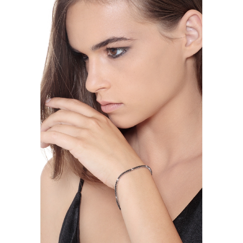 Bracciale Tennis in oro Bianco 18k diamanti bianchi e neri