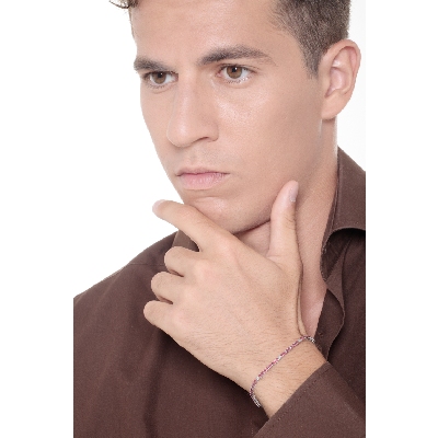 Wire style tennis bracelet with rubies and diamonds