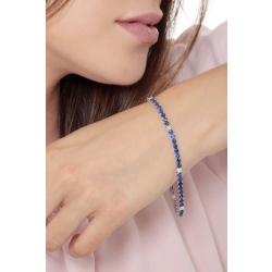 Wire style tennis bracelet with sapphires and round cut diamonds 2