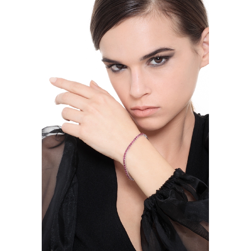 Bracciale Tennis in oro Bianco 18k con Rubini.