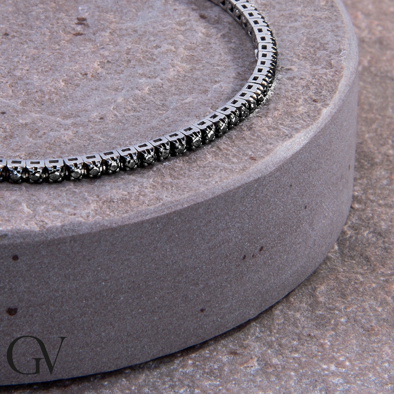 18k white gold tennis bracelet with black diamonds