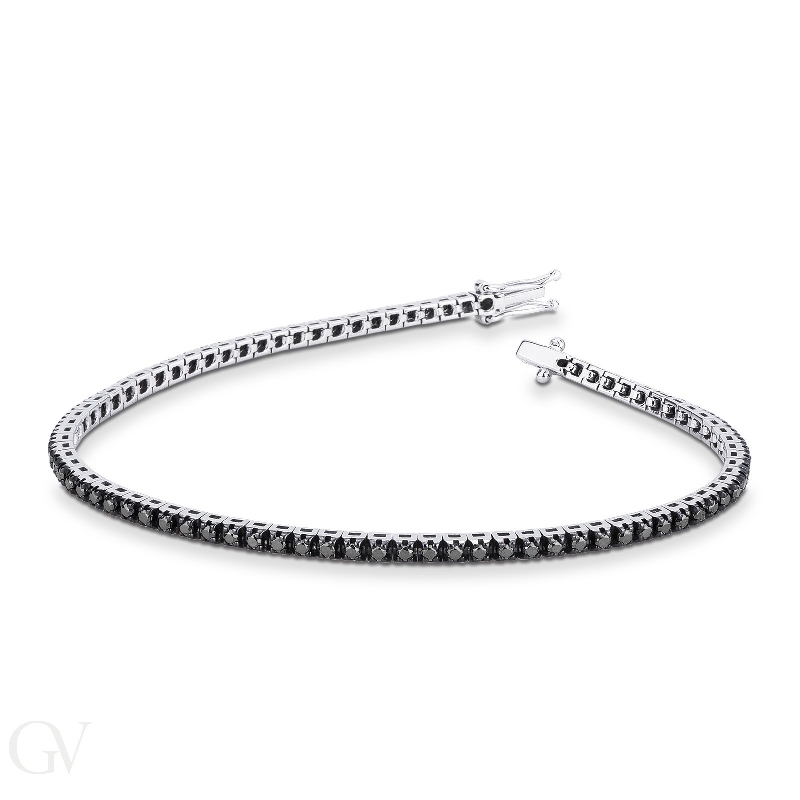 18k white gold tennis bracelet with black diamonds