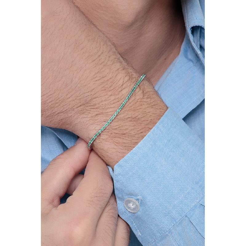 18k white gold Tennis bracelet with emeralds