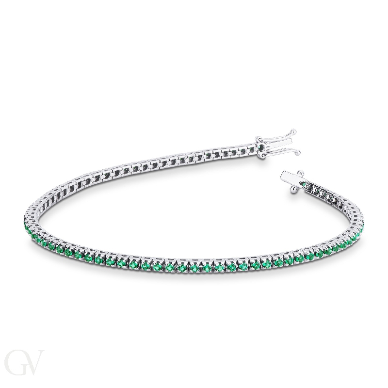 18k white gold Tennis bracelet with emeralds