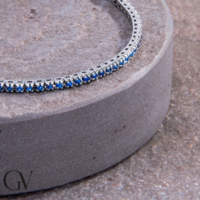 Tennis bracelet in white gold 18k with blue sapphires 