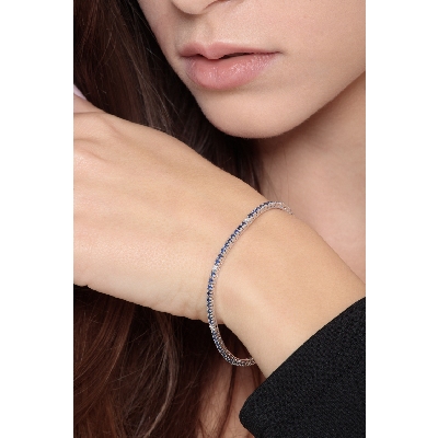 18k white gold tennis bracelet, diamonds and sapphires