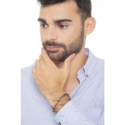 Tennis bracelet in white gold 18k with burnished tips and black diamonds 