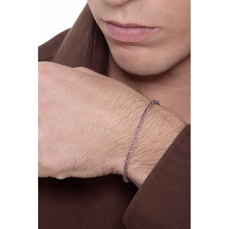 Tennis a griffe in oro Bianco 18k con Rubini