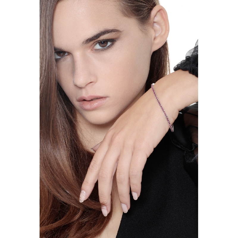 Tennis a griffe in oro Bianco 18k con Rubini