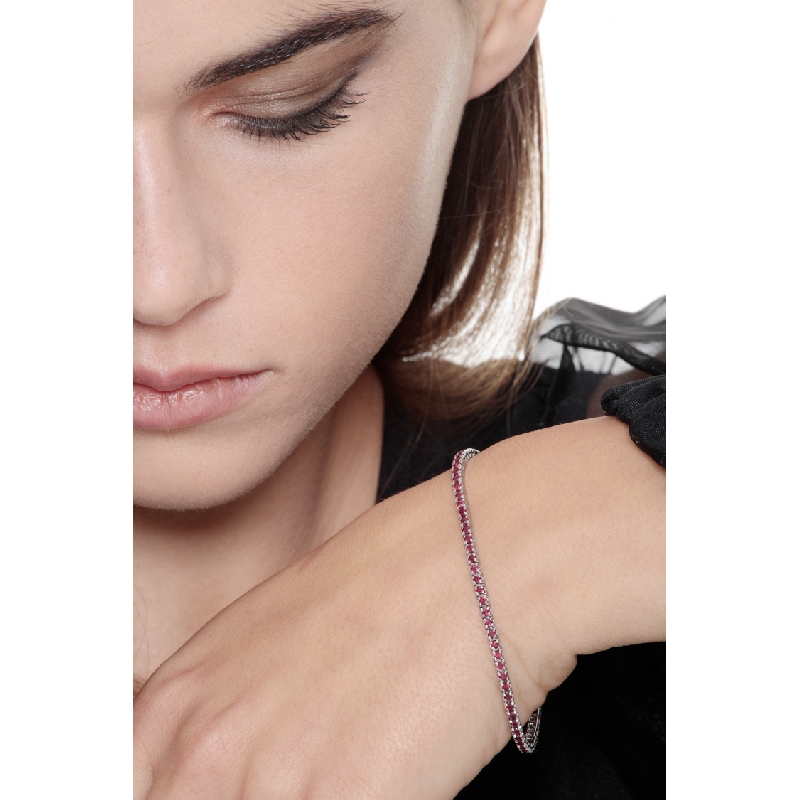 Tennis a griffe in oro Bianco 18k con Rubini