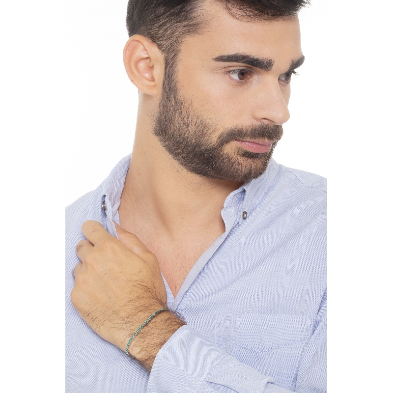 Square daw 18k white gold tennis bracelet with emeralds