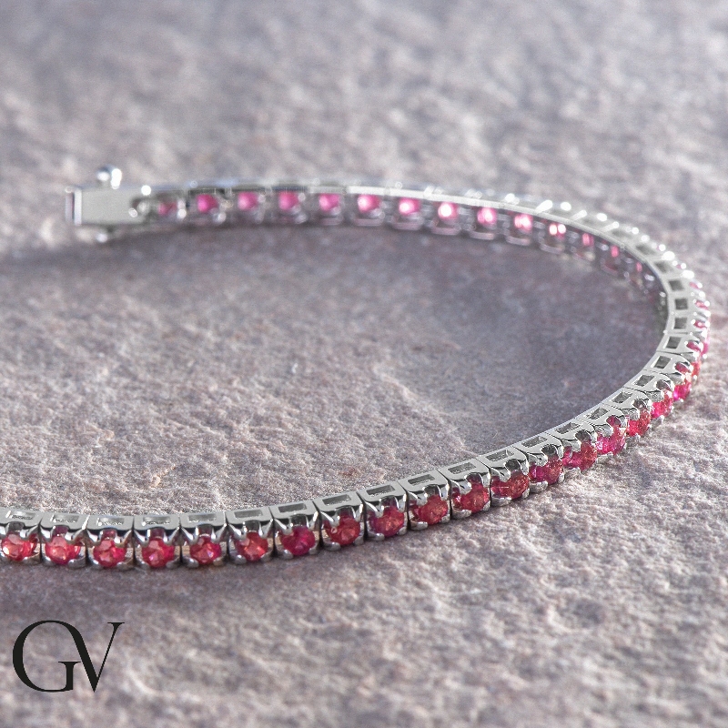 Pyramid top style ruby tennis bracelet