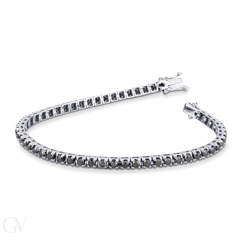 Tennis bracelet in 18k white gold with black diamonds