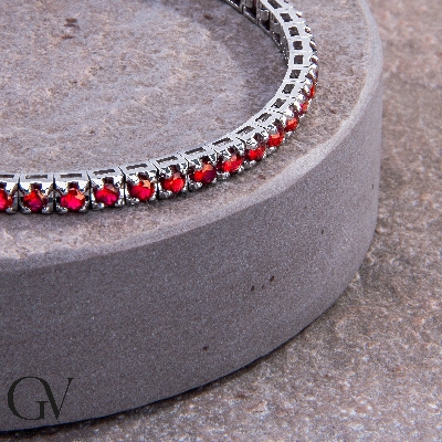 Tennis bracelet in white gold 18k with rubies